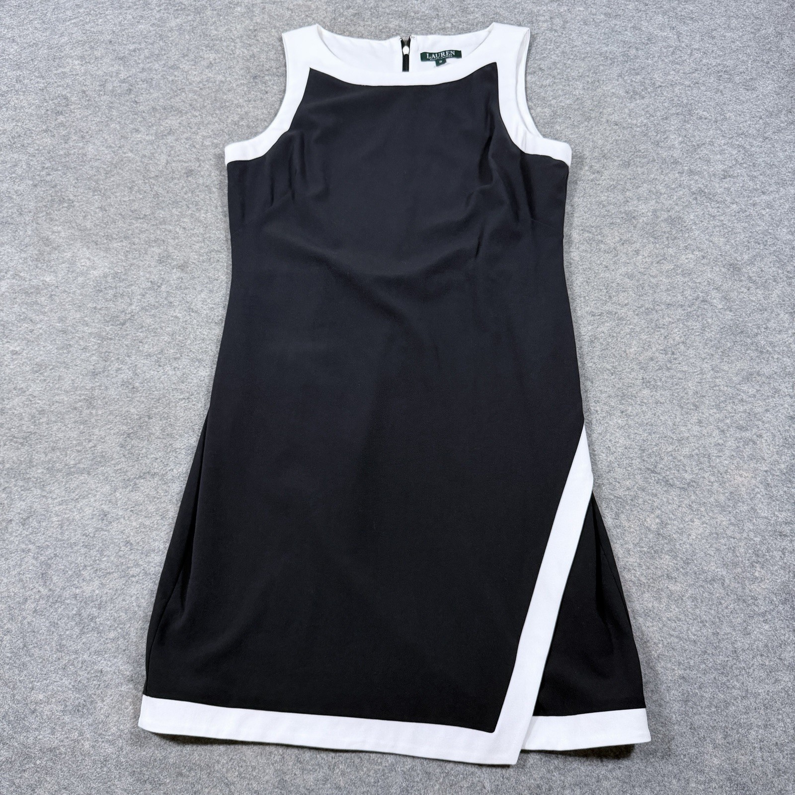 Lauren by Ralph Lauren Back-Zip Colorblock Dress Fit Women’s Size 12 Black White