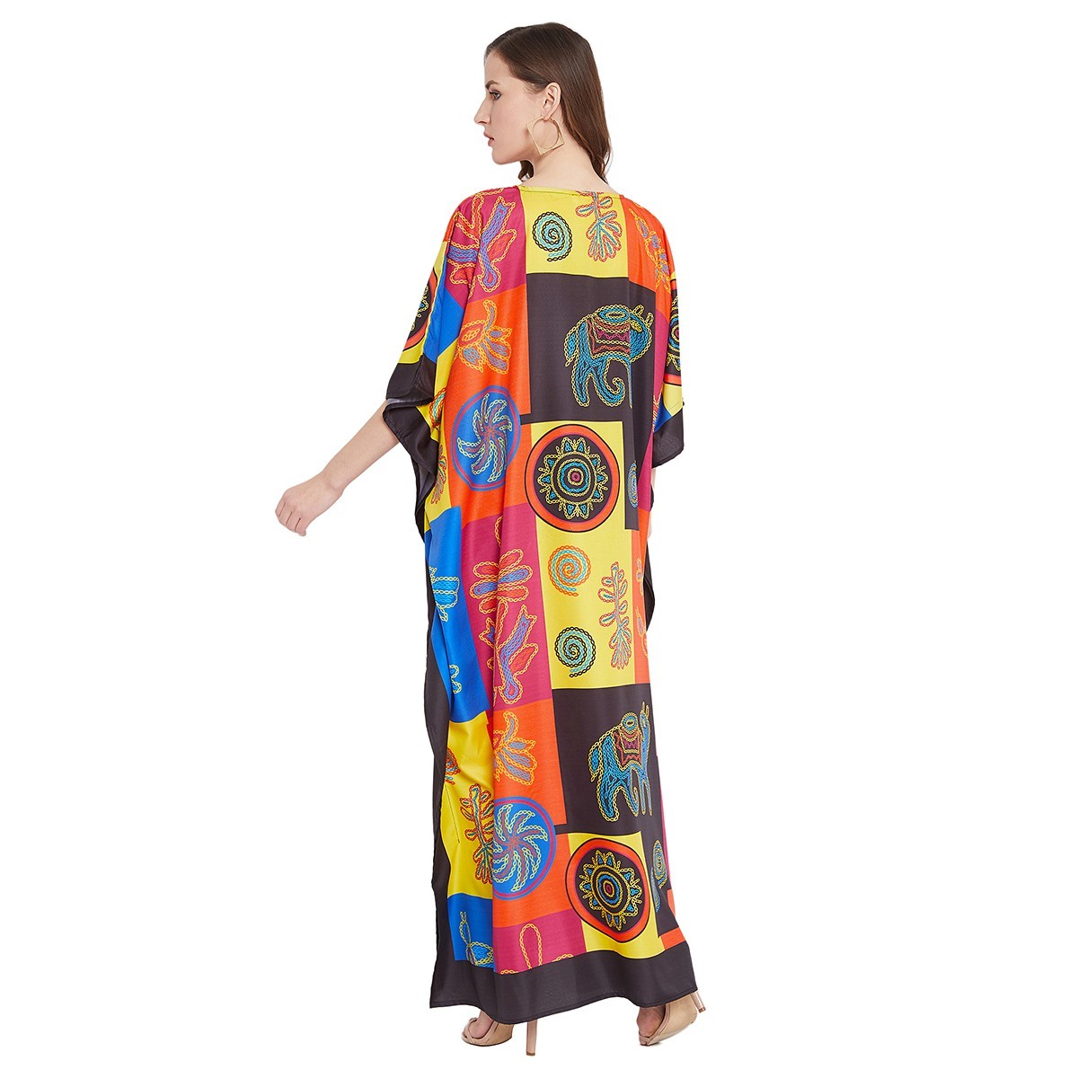 Women Plus Size Kimono Sleeves Kaftan Boho Loose Long Maxi Dress Beach Cover Up