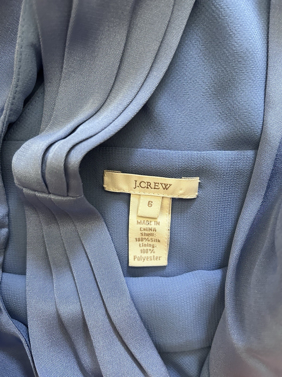 J.CREW Women’s Blue Solid A-Line Dress Size 6 V-Neck Sleeveless 100% Silk Shell