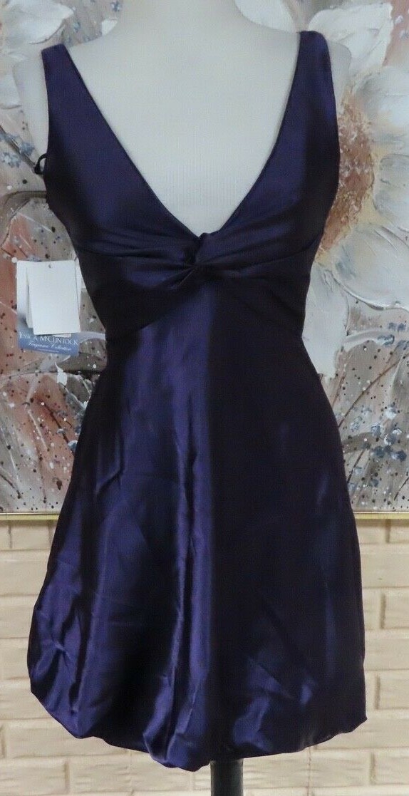NWT JESSICA MCCLINTOCK SZ 6 PURPLE TWIST FRONT/BACK BALLOON BANDED BOTTOM DRESS
