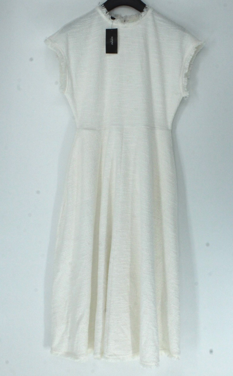 ALFANT Jungle Breeze Petite Size M Midi Dress MSRP $109.50 White W/ POCKETS NWT