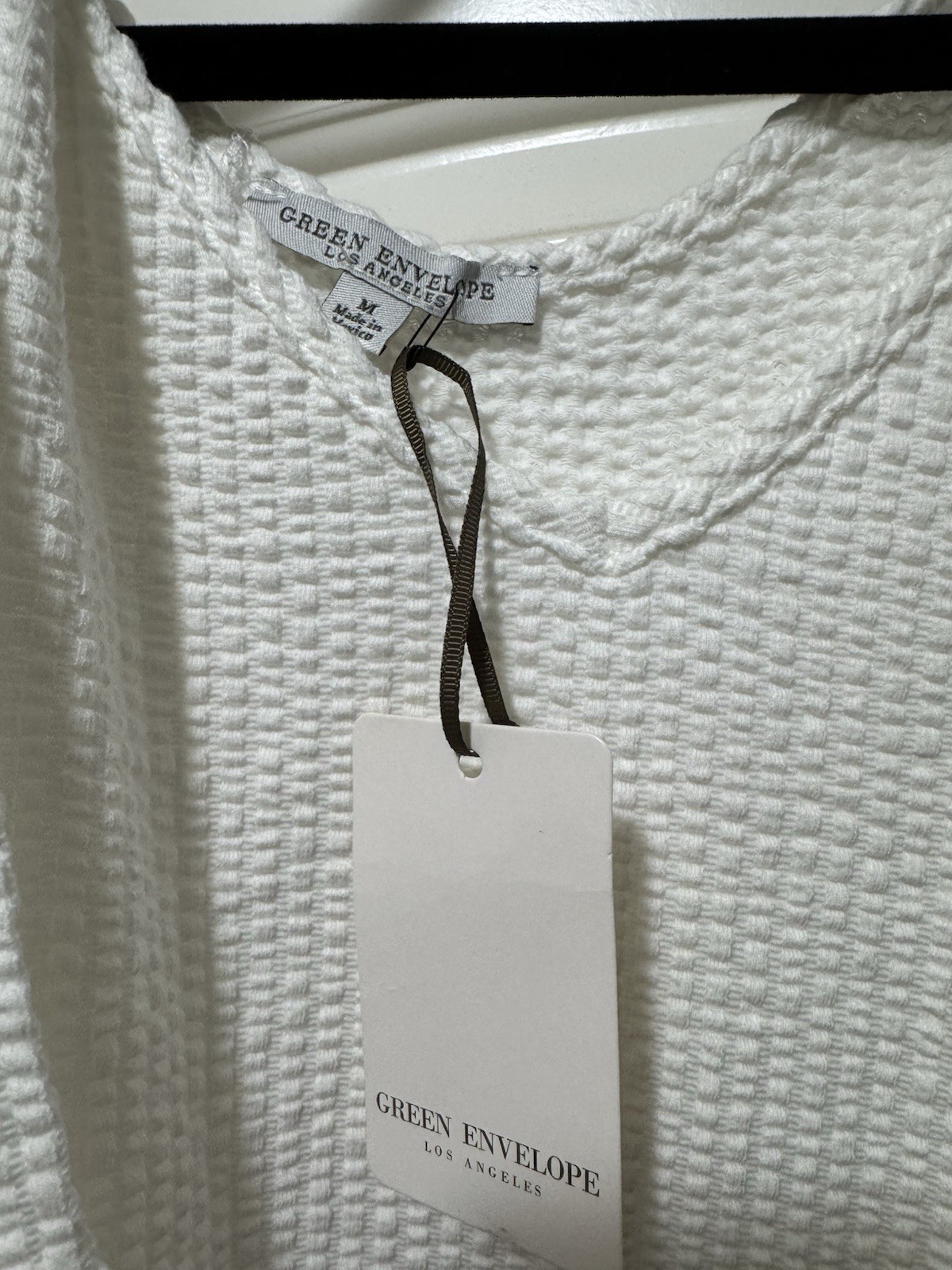 Green Envelope White V-Neck Tie Strap Sleeveless Sundress Bow Accent Size M