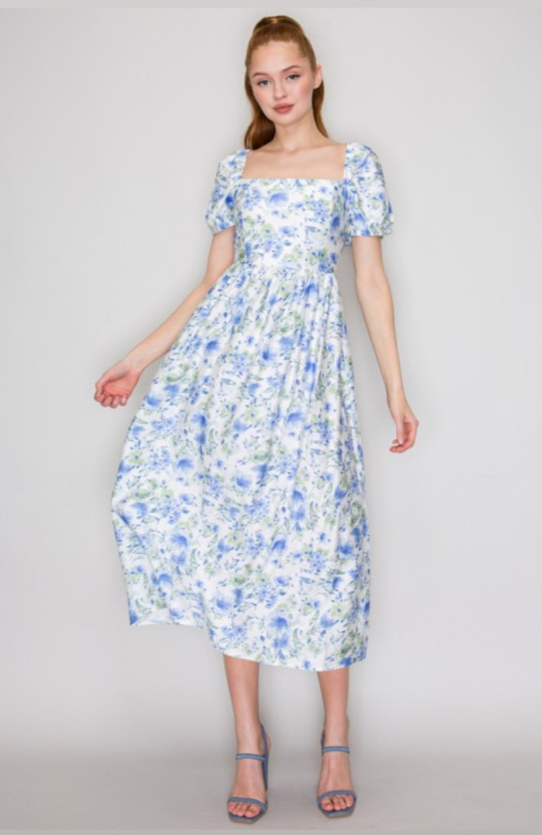 Floral Crossed Back Midi Dress NWT.