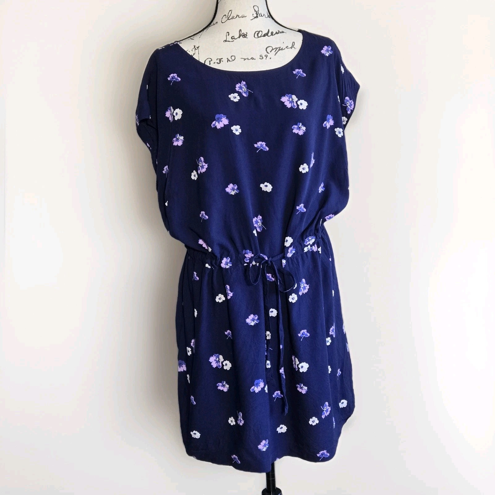 Old Navy Dress Womens Size 2XL Blue Floral Cross String Closure RN:54023