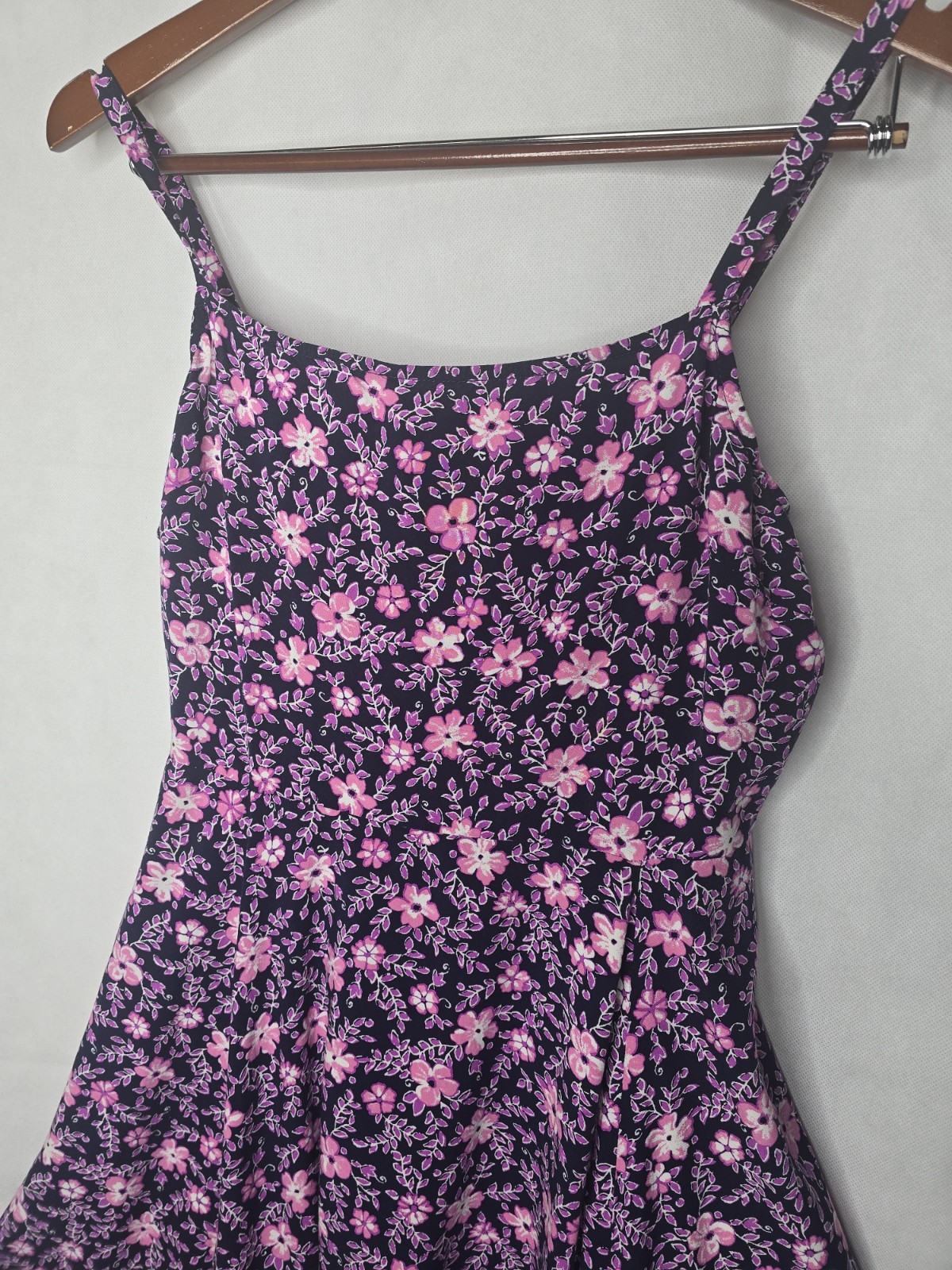 GAP Floral Sundress Navy Pink Ditsy Print Sleeveless Fit Flare Spaghetti Strap M