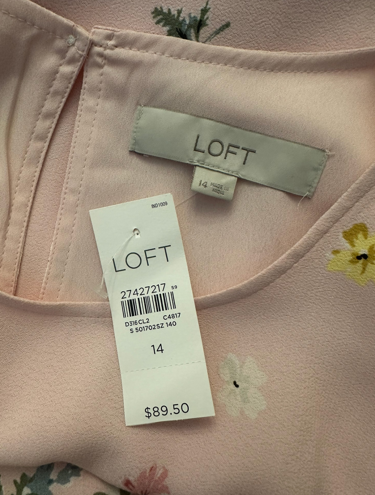 LOFT NWT Floral Shift Dress Pink Size 14 Sleeveless Lined MSRP $89.50