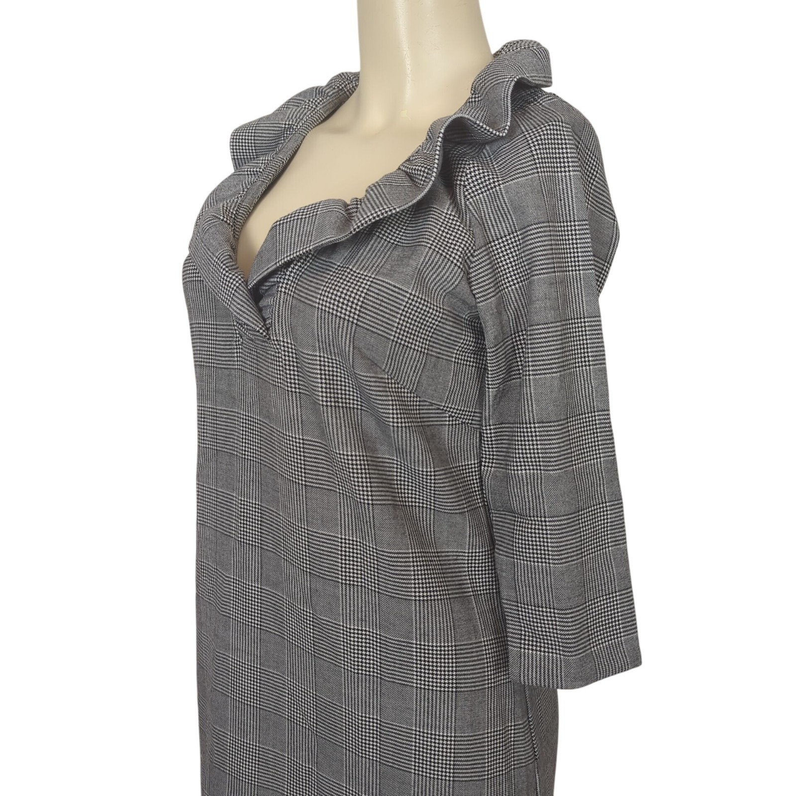 Gretchen Scott Dress black white size 0 / 2 Shrimp Wall Street Ruff Neck