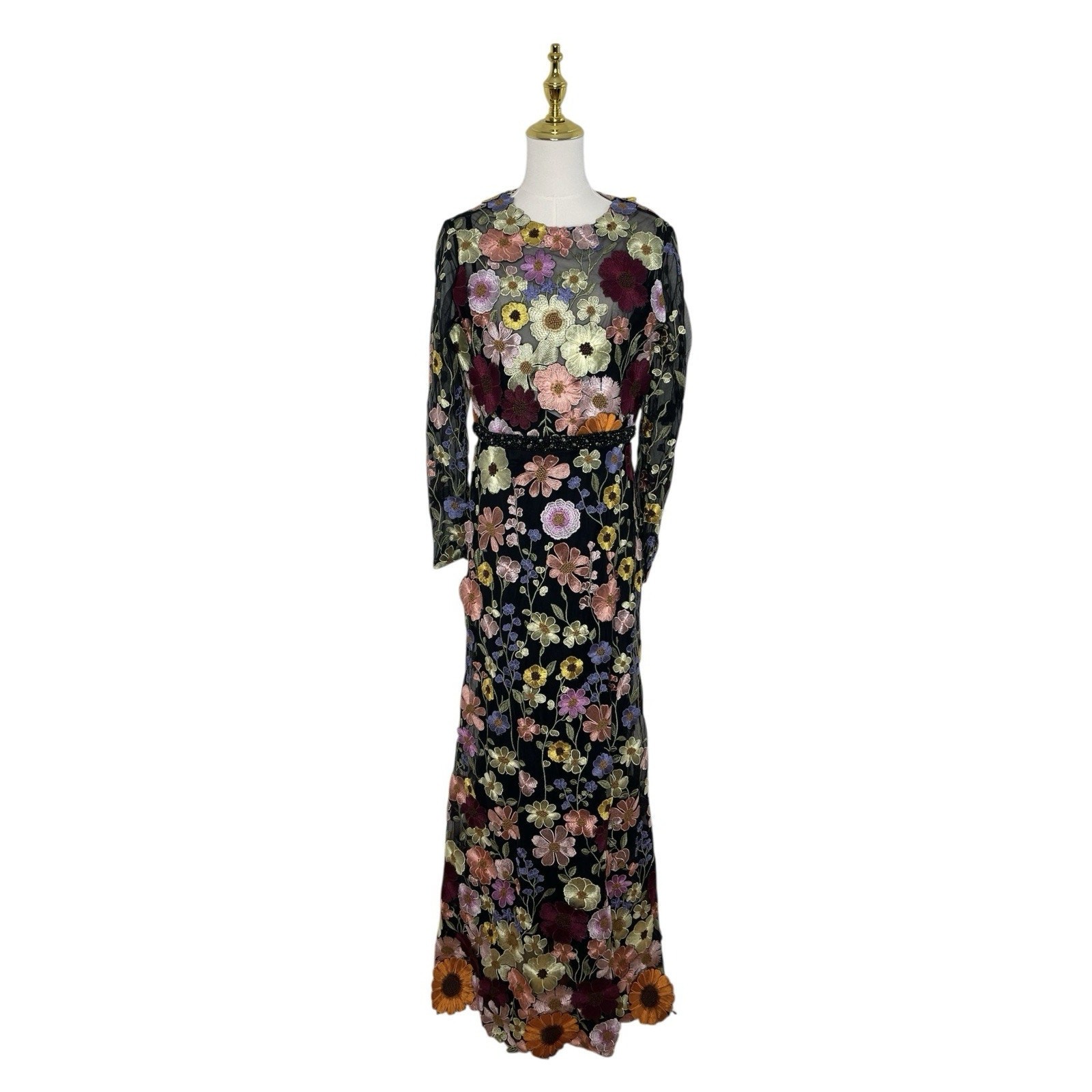 Mac Duggal 68201 Embroidered Appliqué High Neck Trumpet Gown Size 10 $798