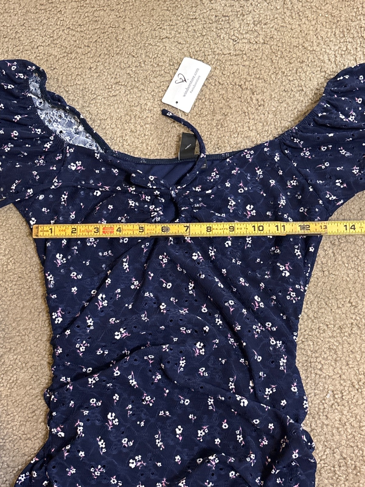 Windsor Blue Ruched Bodycon Lined Mini Dress Mesh Ruffle Lg Ruched NWT Boho
