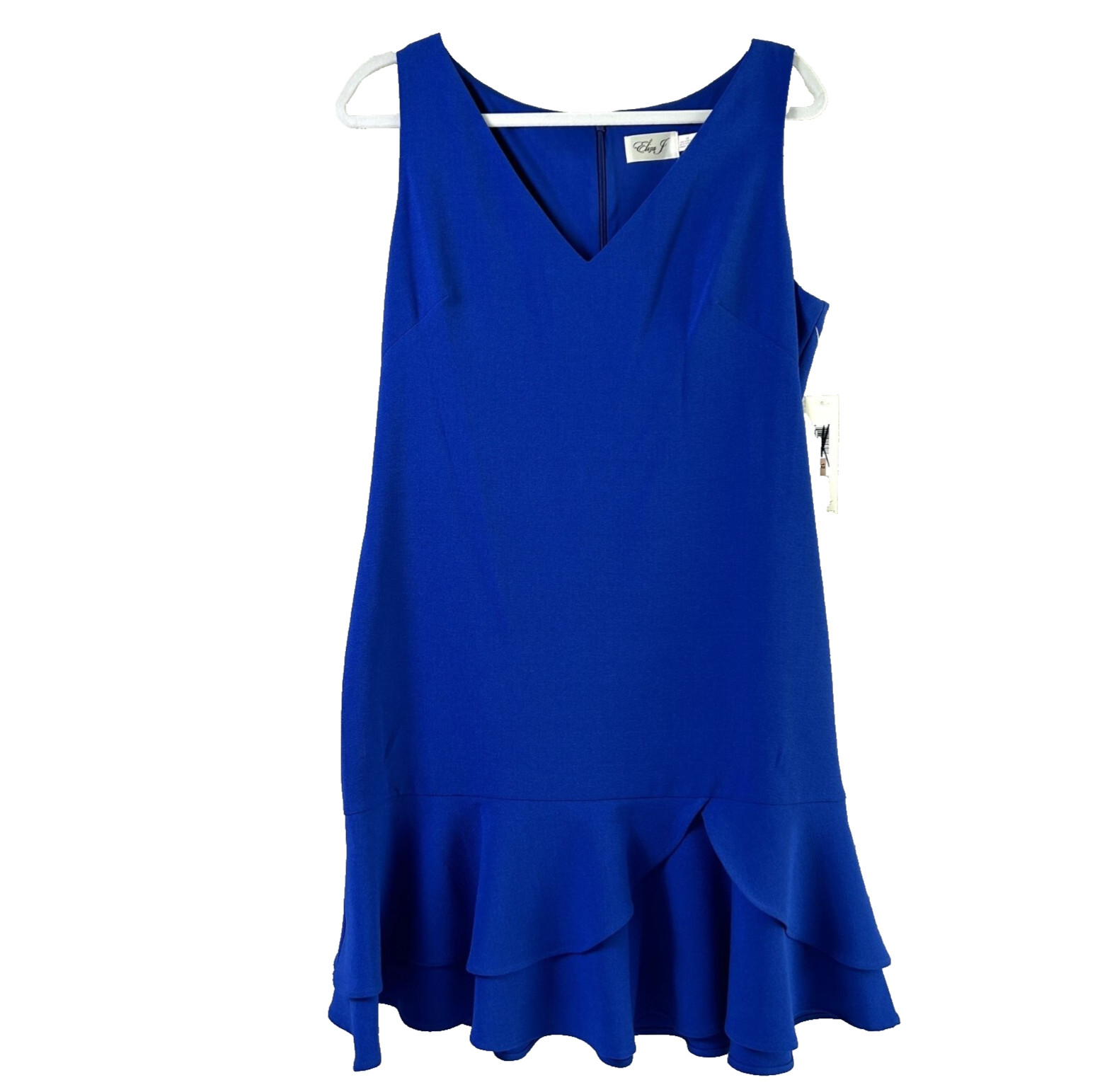 Eliza J Dress Womens Size 12 Blue Ruffle Hem Mini Zipper Back Sleeveless NWT