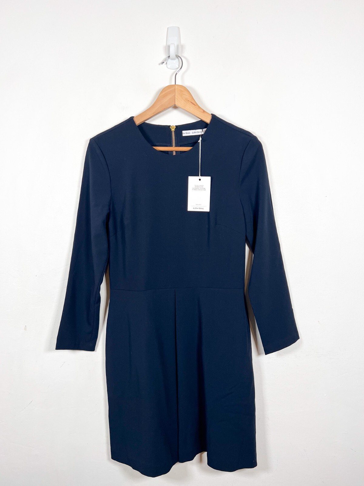 & Other Stories Dress Size 38 UK 10 Navy Blue Casual Short Minimal New RRP £45