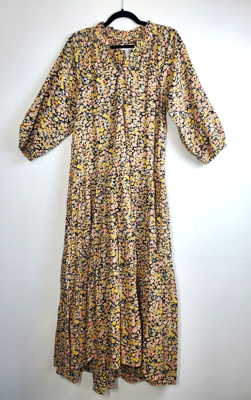 A PEICE APART Womens Medium Maxi Dress Tiered Long Bohemian Romantic Floral Eco