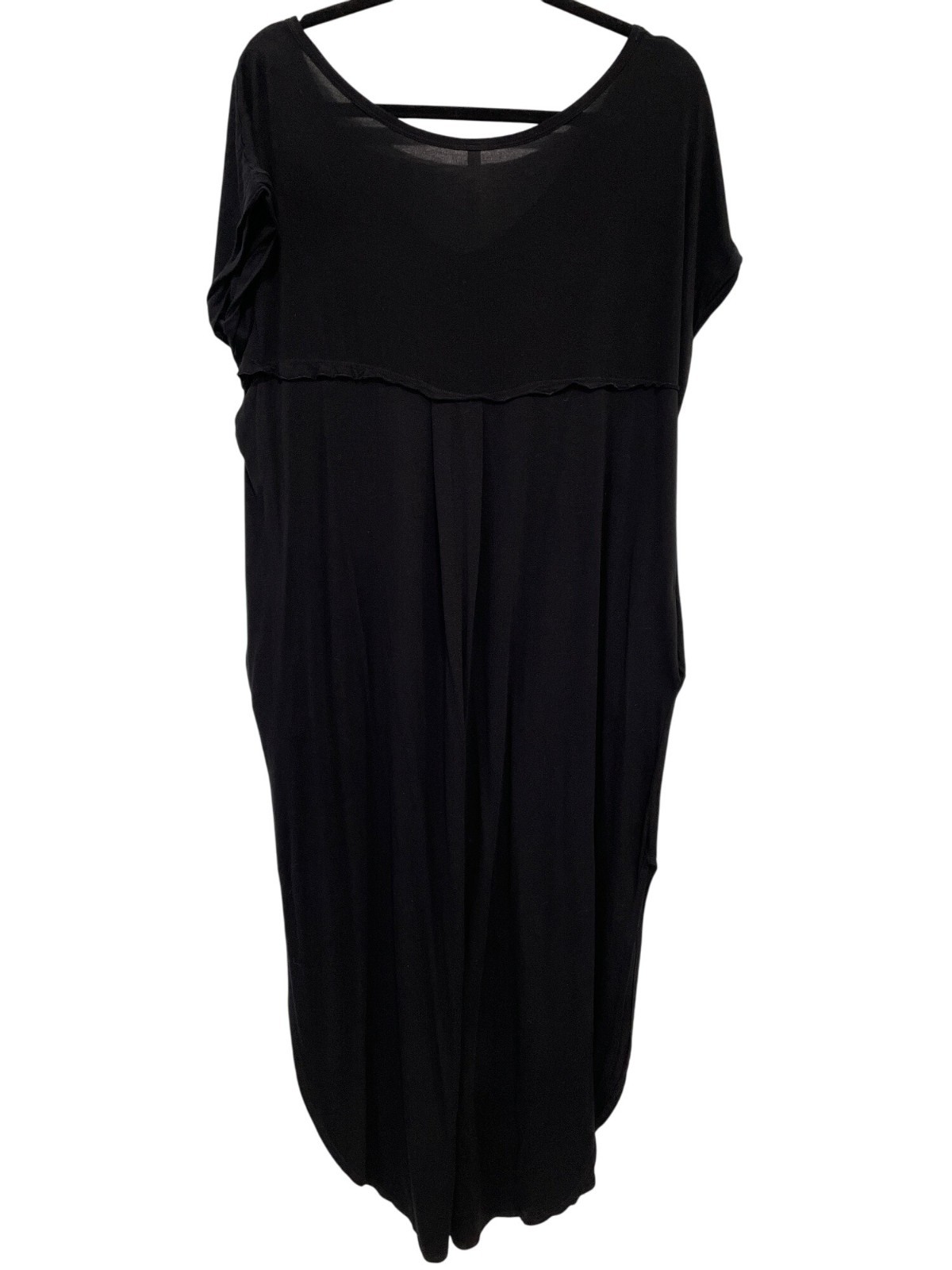 Red Lolly Maxi Dress Size Small V Neck Short Sleeve Curved Hem Solid Black Chic