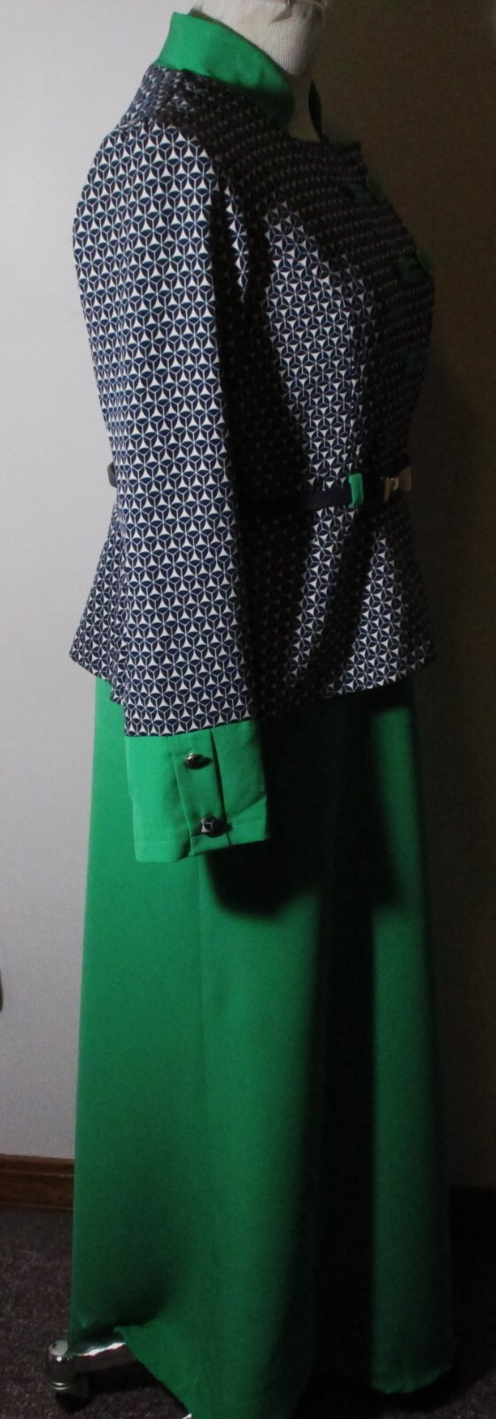TAKE ME Collection Blue Green Long Sleeve Full Length Dress Size 46 (M)