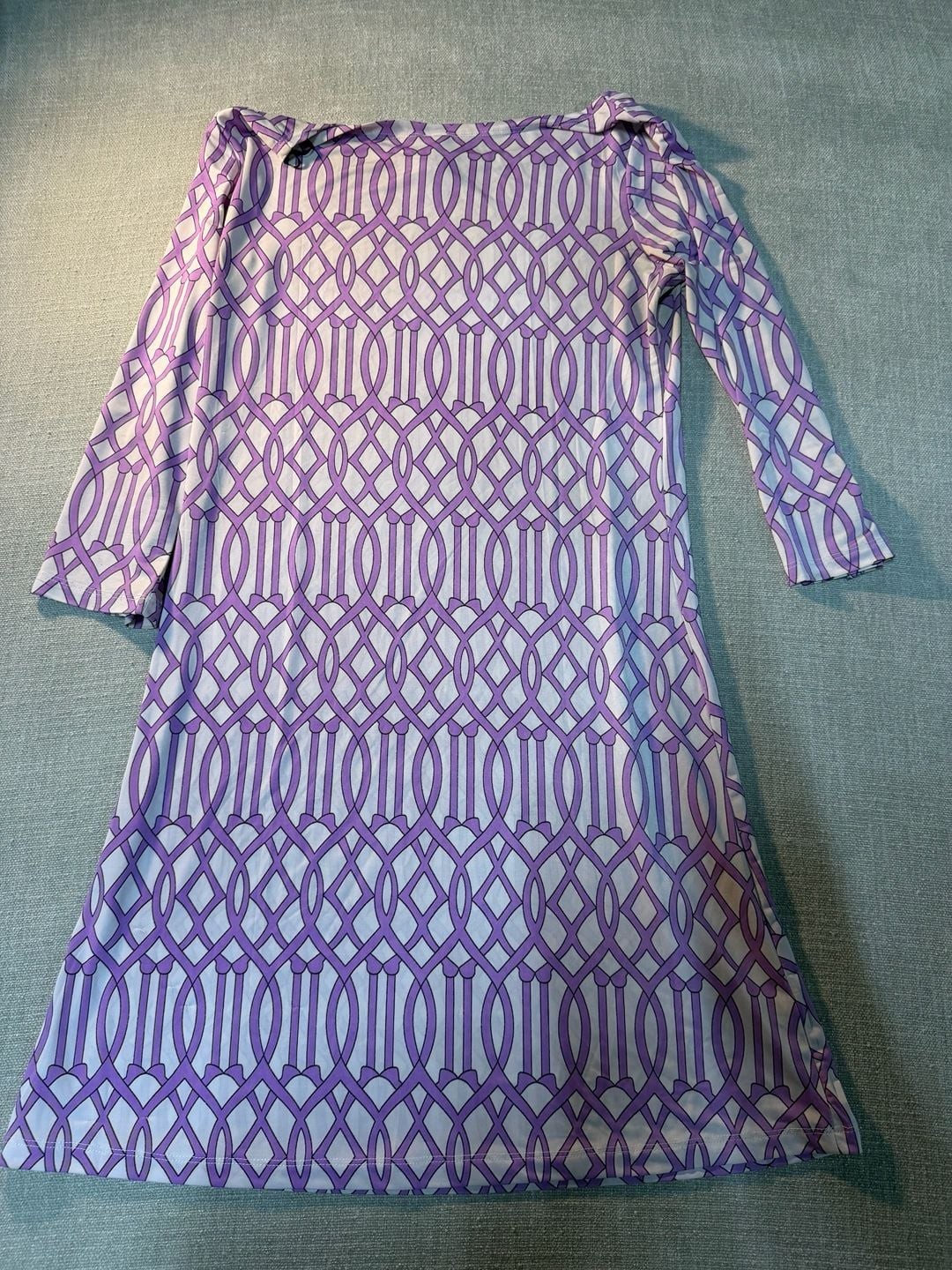 Touch Express Geometric Print Three-Quarter Sleeve Shift Dress