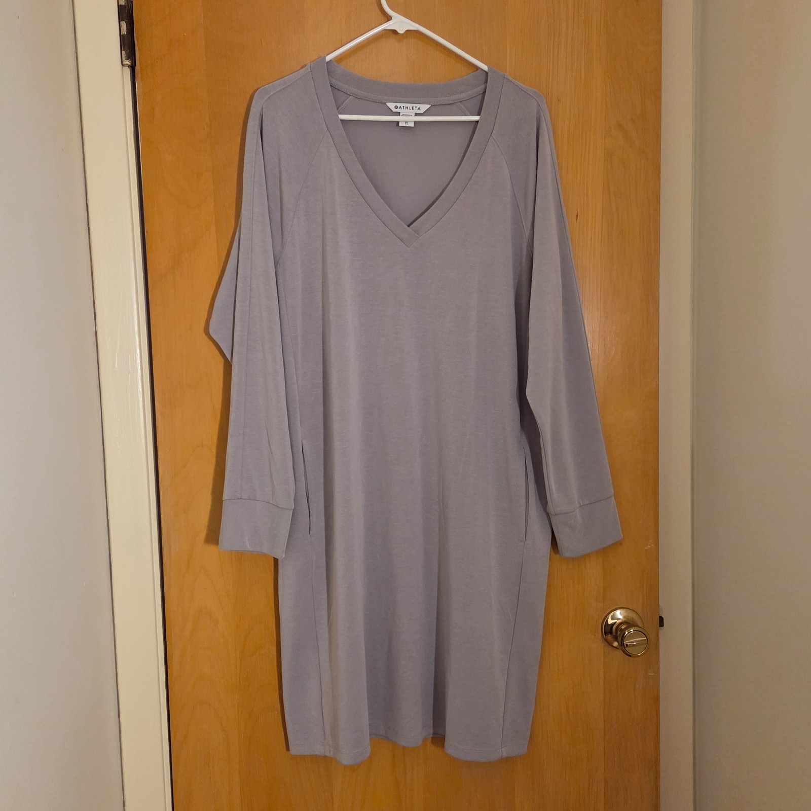 Athleta Seasoft Midi Dress Long Sleeve Womens XL Tinsel Purple Athleisure Comfy