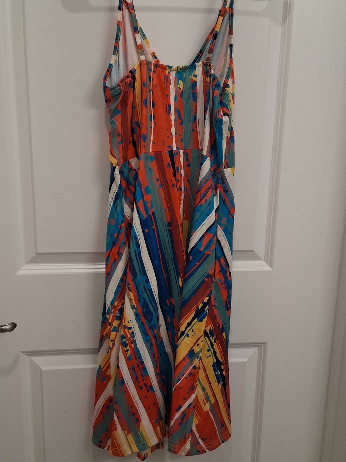 Kilig Orange, Blue & Yellow Striped Midi Dress #beach #colorful