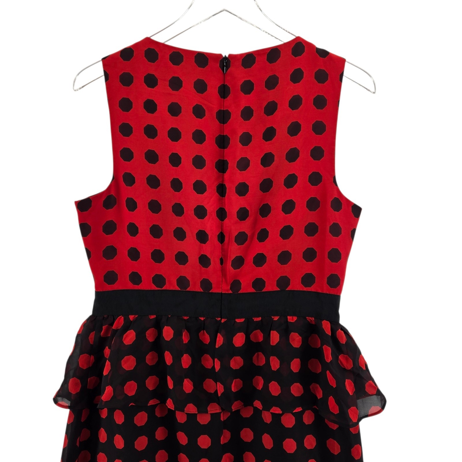 Trina Turk Dress Womens Small Medium Ladybug 100% Silk Black Red Polka Dot Party