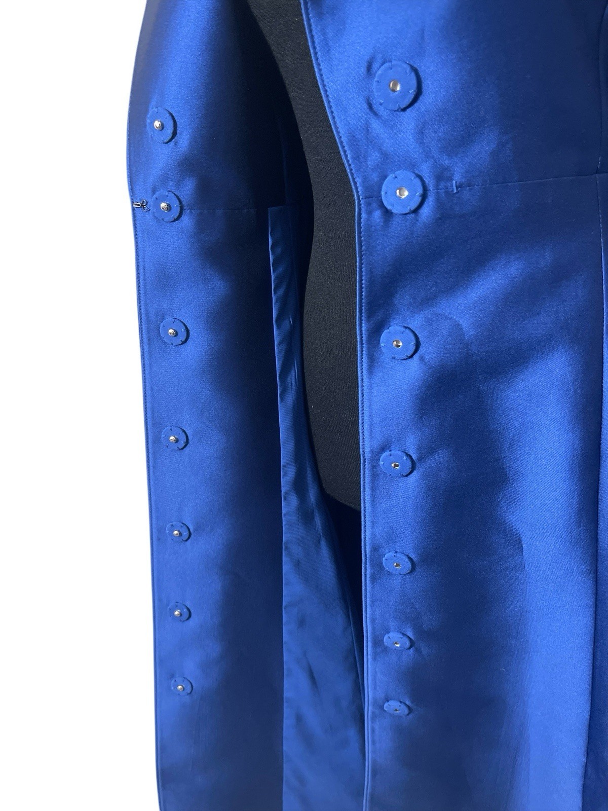 Carolina Herrera Blue Silk 3/4 Sleeve A Line Suit Dress Size 4 Luxury Designer