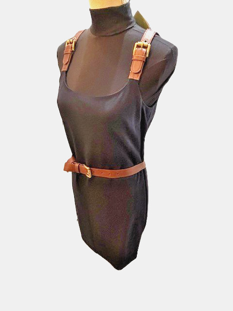 Michael kors Navy Belted Dress w/Buckle Detail on Shoulder & Removable Belt (S )