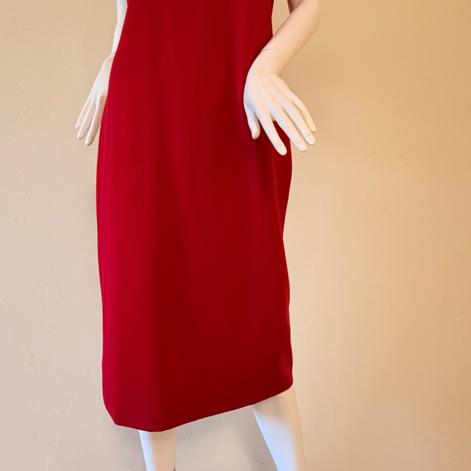 J.McLaughlin Devonshire Dress Holiday Red Sleeveless Sheath Midi Womens Size M