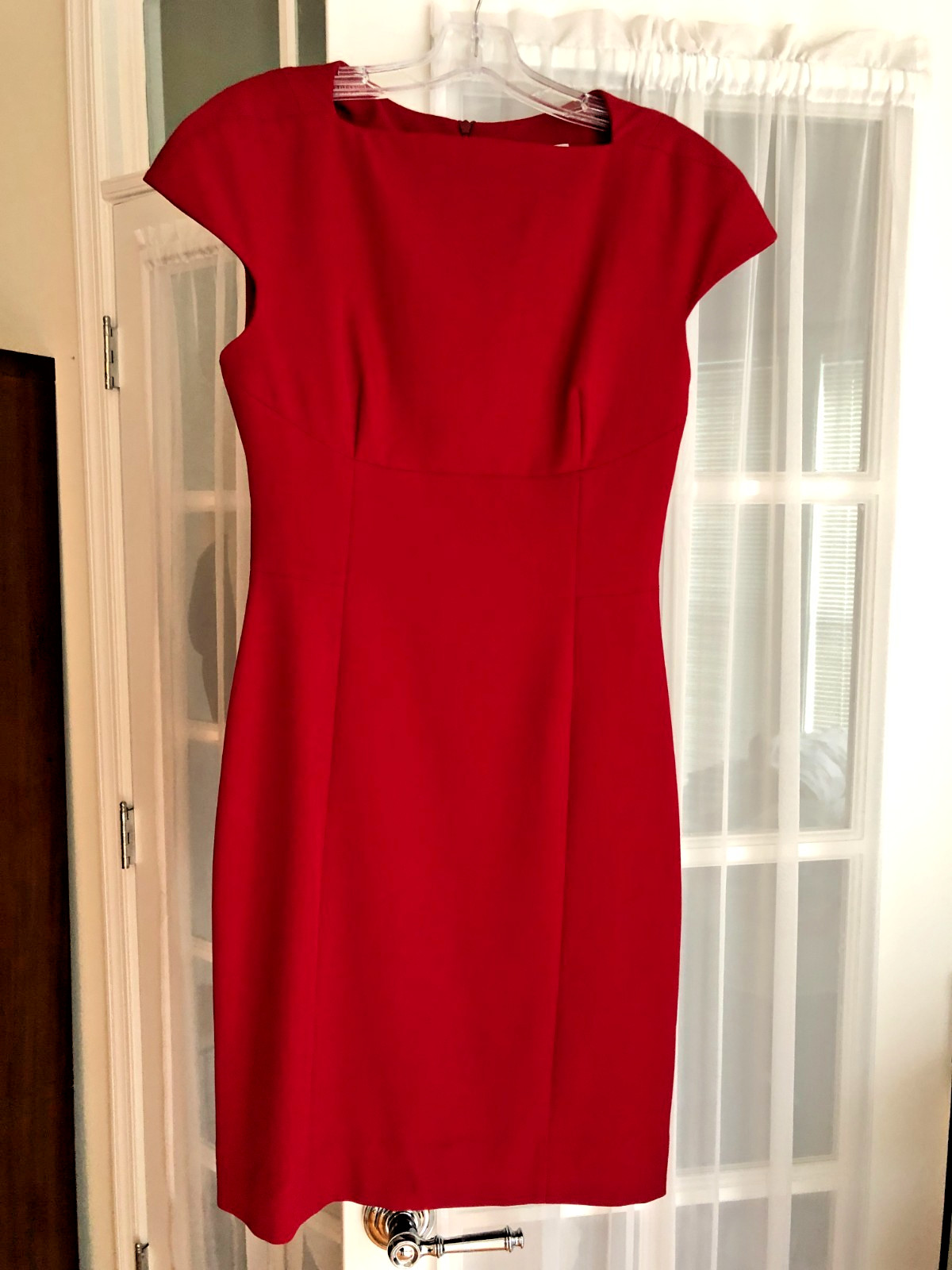 MM. Lafleur New York Red Knee Length Cap Sleeve Shift Career Office Dress EUC