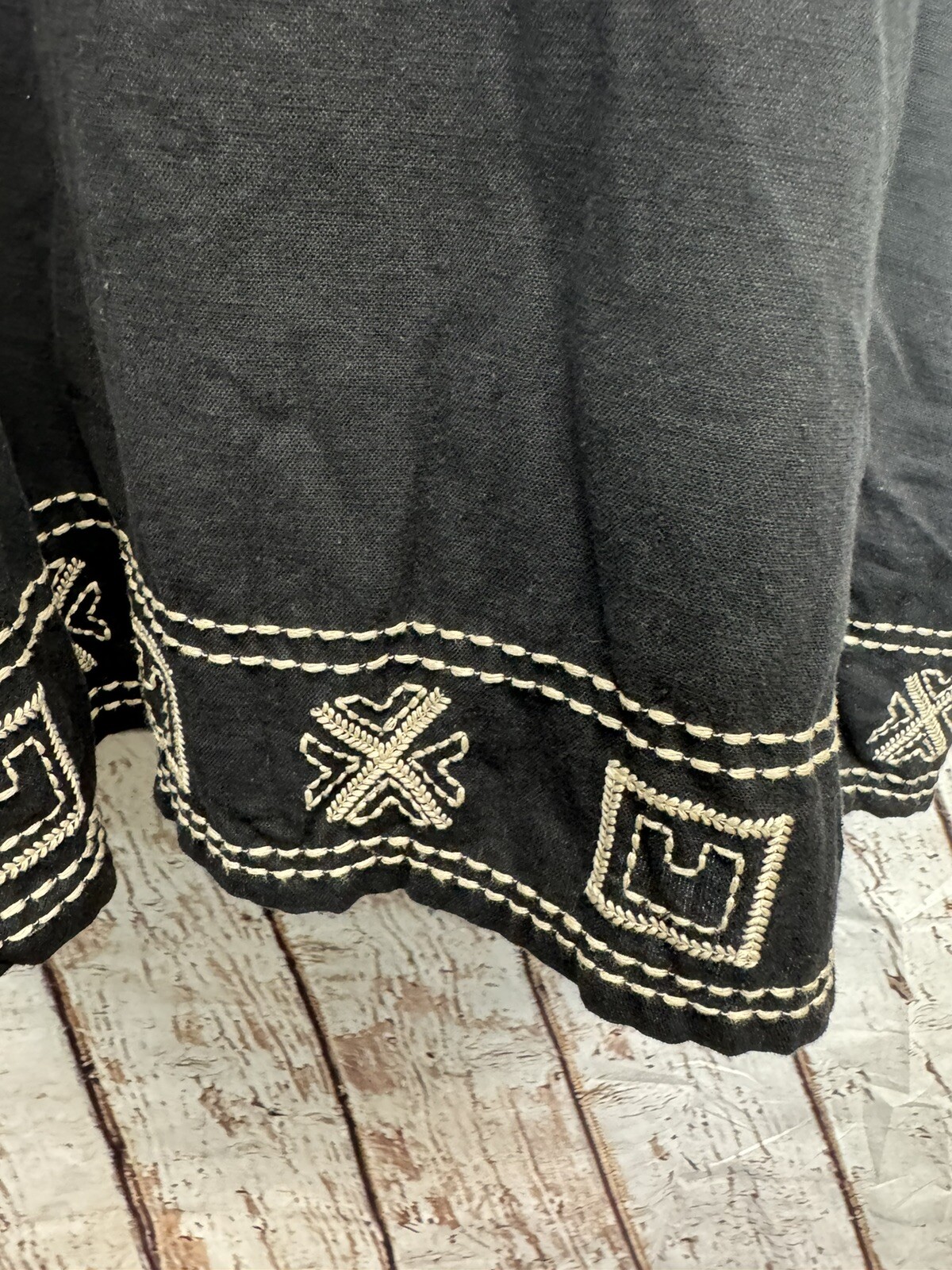 Phie Collective Arizona Black Embroidered Boho Tunic Dress Women’s Medium