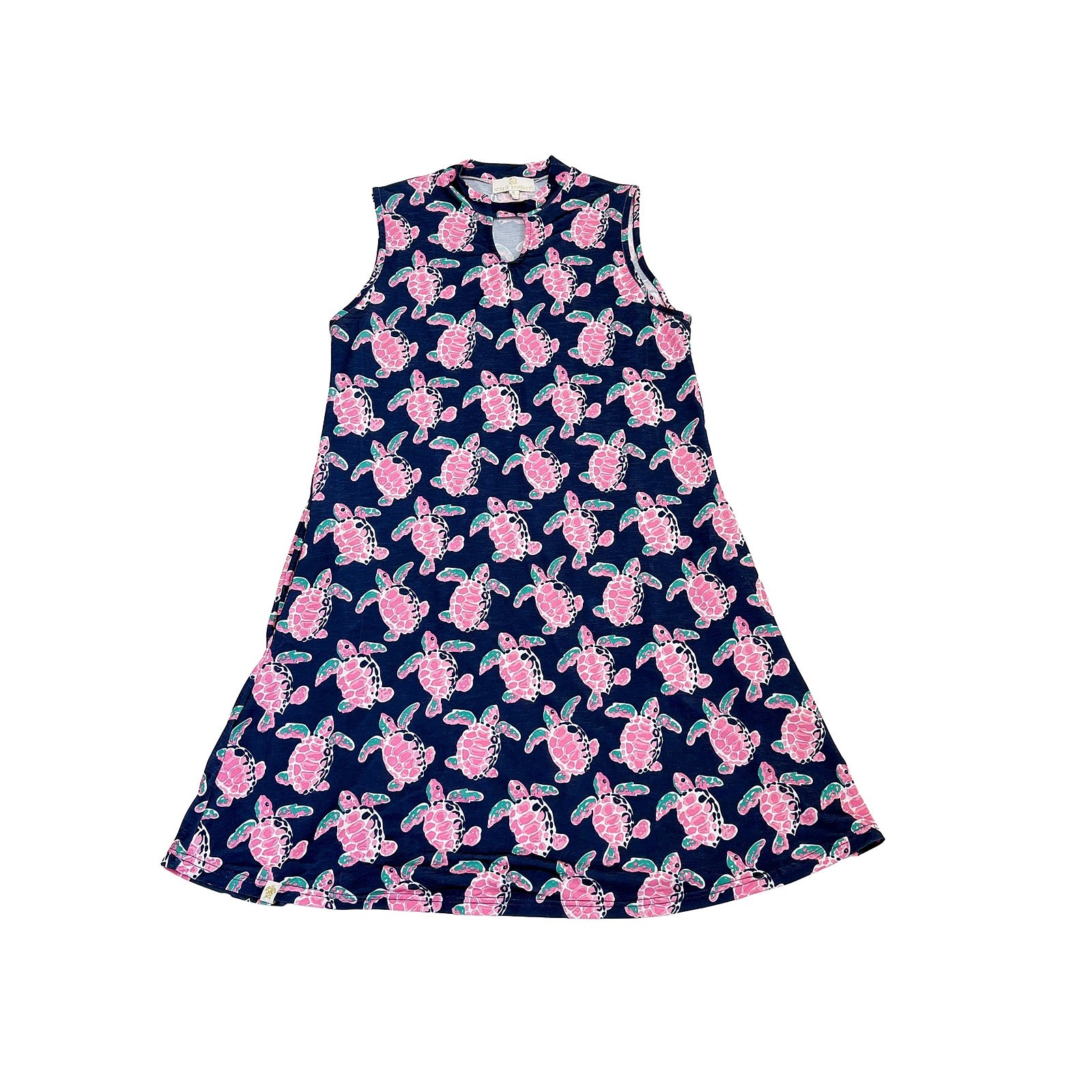 Simply Southern Turtle Dress Womens S Navy Pink Beach Preppy Beach Vacation
