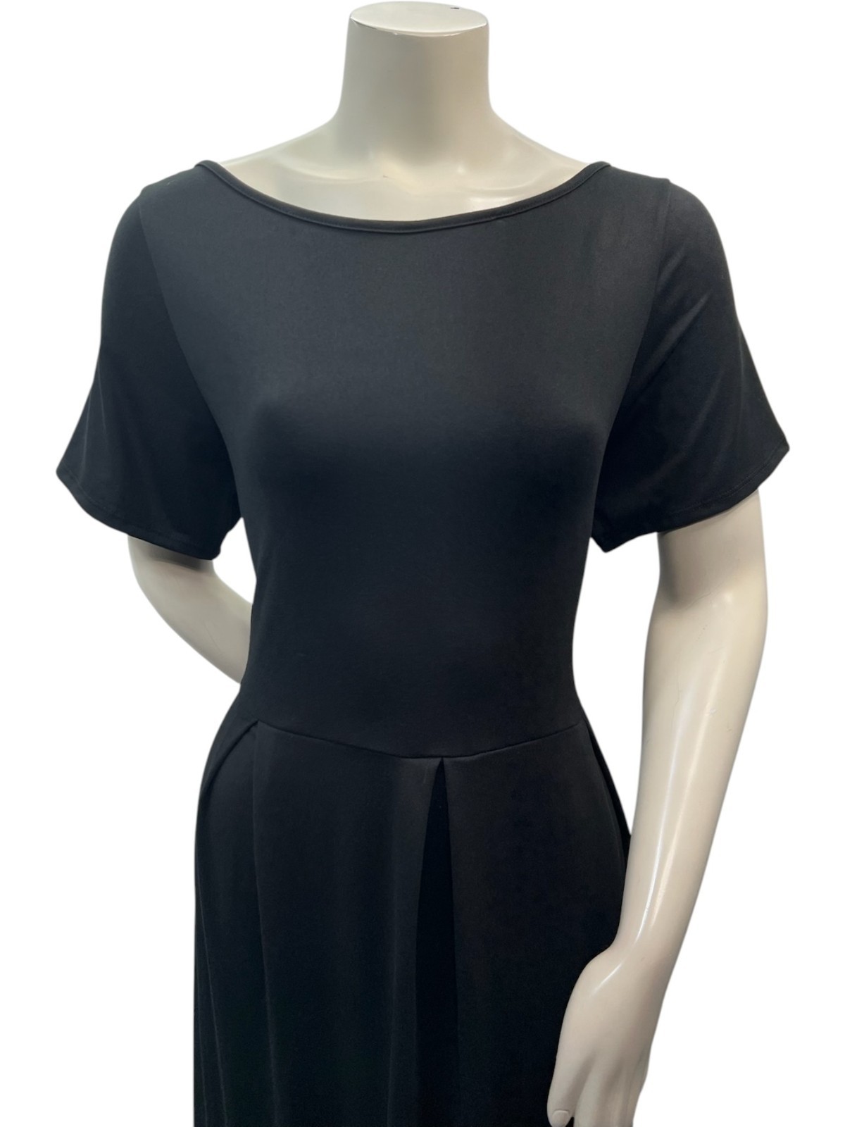 24 Seven Dress Womens Plus Size 1X Black Short Sleeve Pockets Stretch New