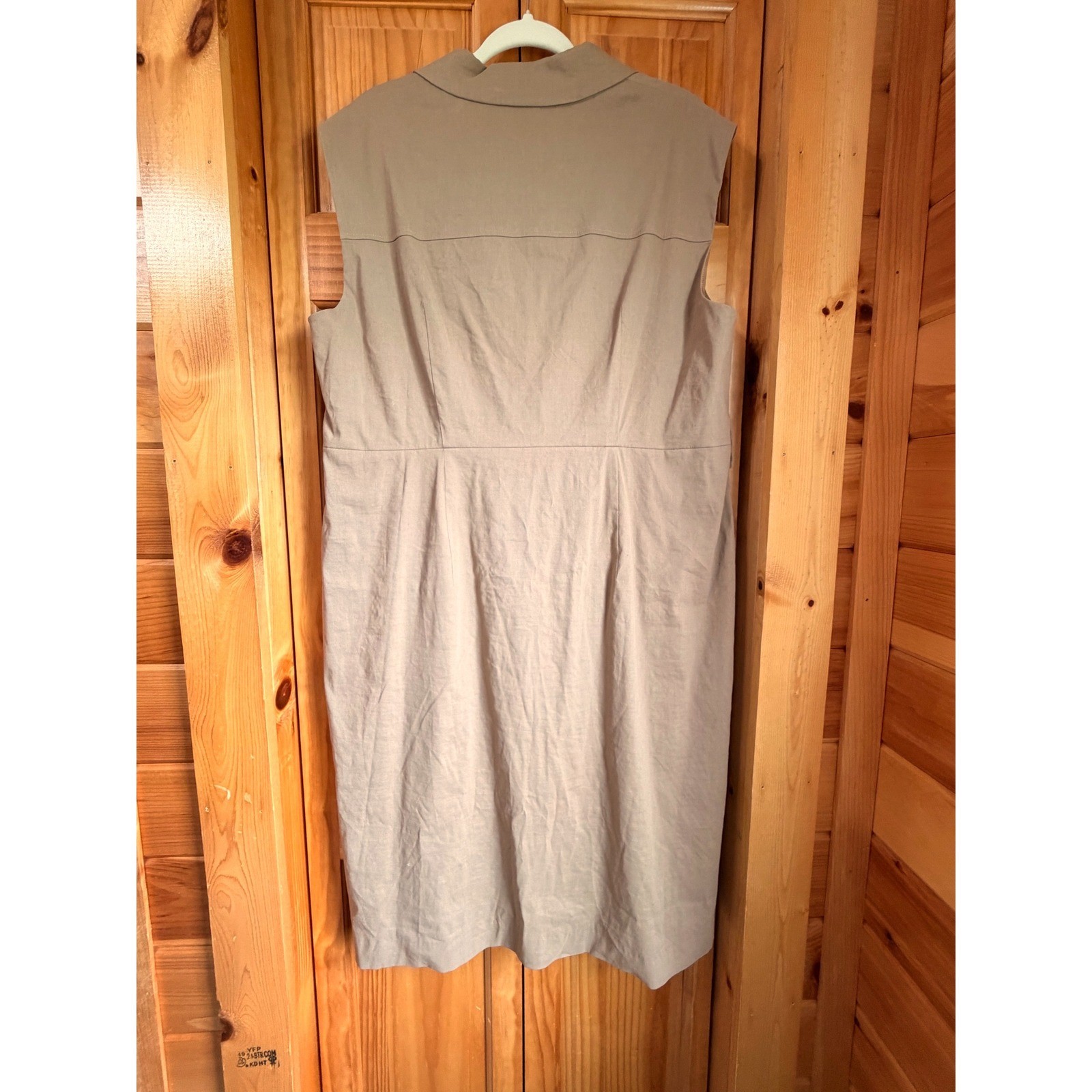 BOSS Hugo Boss Sleeveless Blazer Wrap Dress Camel Brown Linen Blend Womens Sz 16