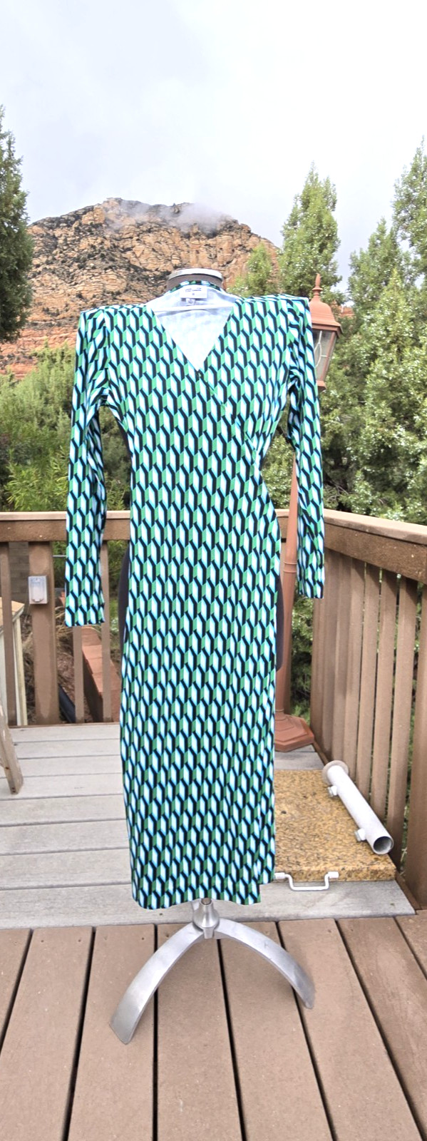 Diane Von Furstenberg for Target Wrap Dress Arrow Geometric Green New Size XS