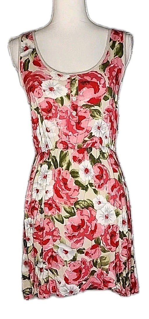 •Ambiance Apparel Junior’s Sleeveless Floral A-Line Short Dress Large Multicolor