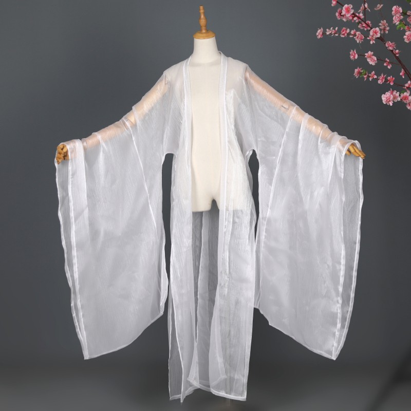 Hanfu Clothing Shiny Chiffon Cloak Wide Sleeved Coat Cape Chinese Costume