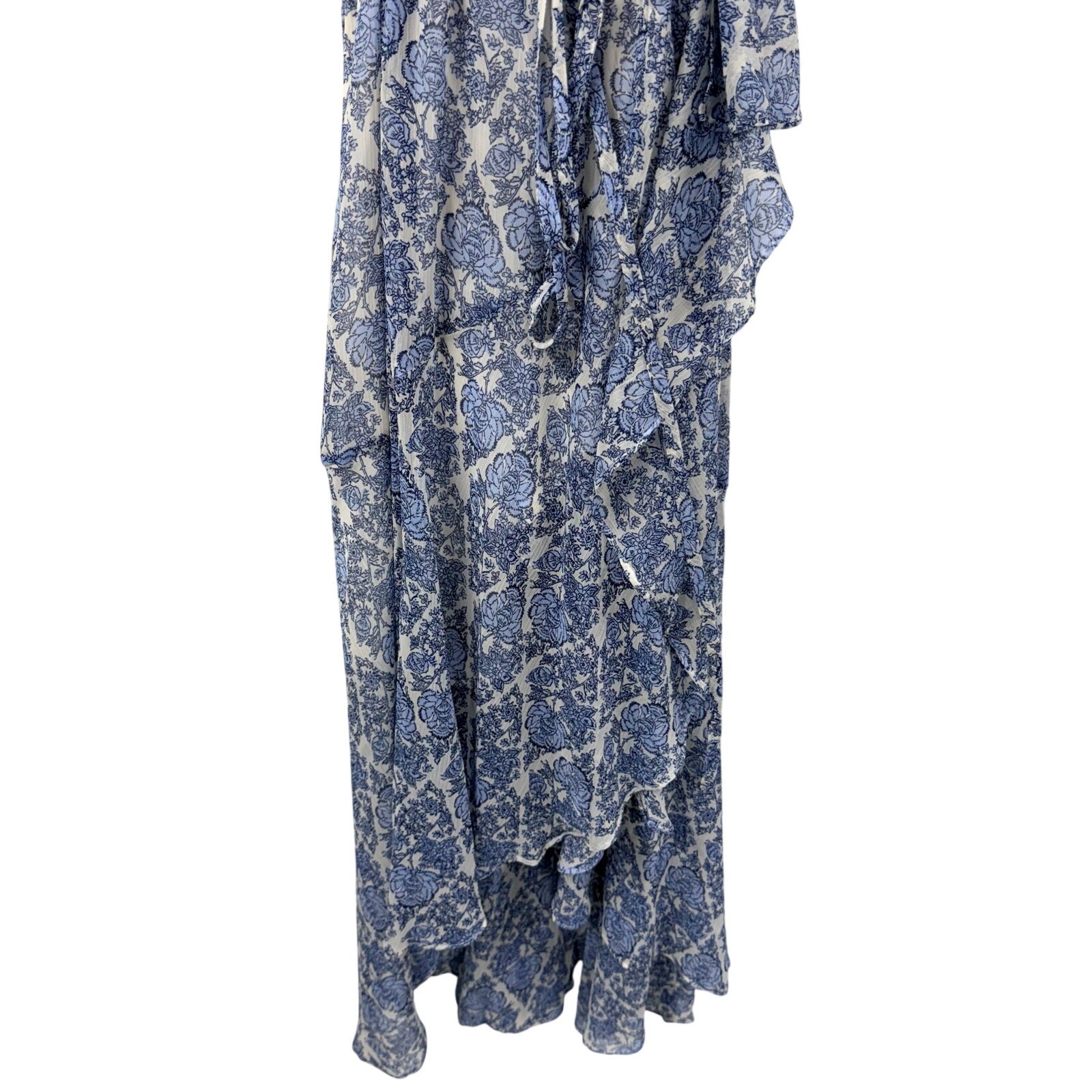 LC Lauren Conrad Hi Low Floral Wrap Dress Ruffle XXL Blue NWT