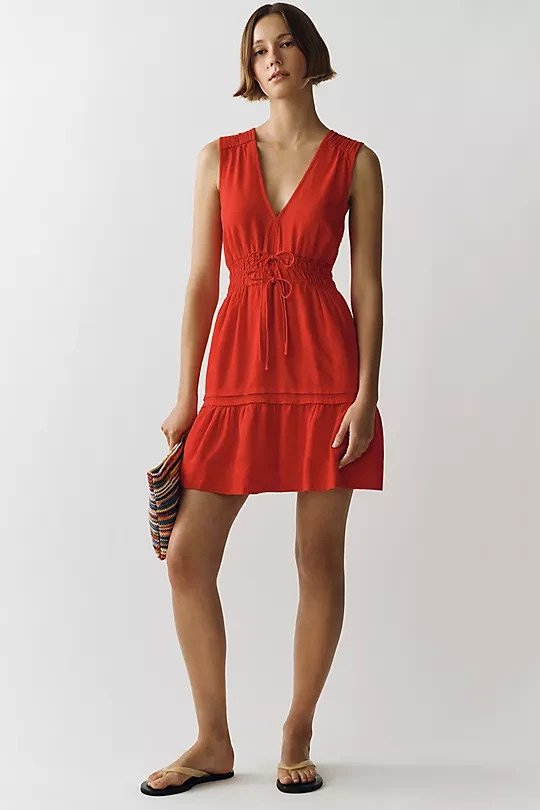 By Anthropologie Somerset Linen Blend Sleeveless Mini Dress 4130578570088