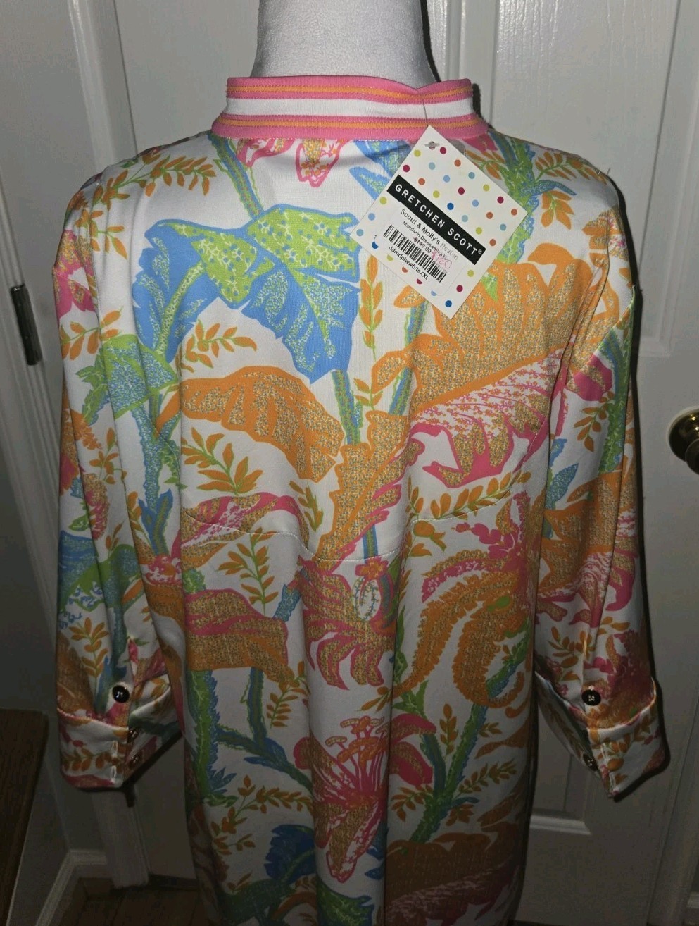 NWT Gretchen Scott Mandarin Dress Size XXL 2XL White Palm Trees $149 SOLD OUT!