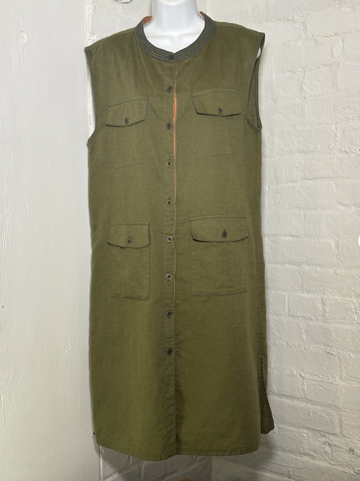 Gudrun Sjoden Size Small Button Up Dress Sleeveless Vest Shirt Jacket Sjöden