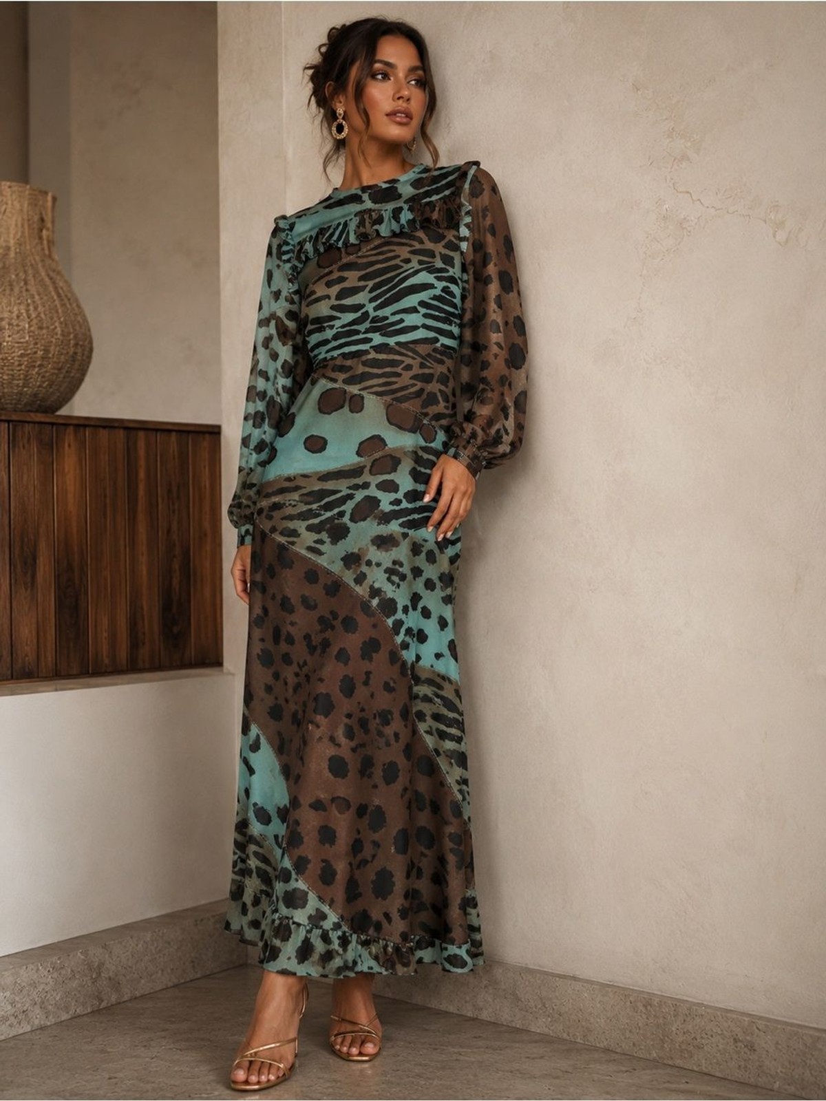 Custom Designer Animal Print Maxi Dress Size Small One of a Kind
