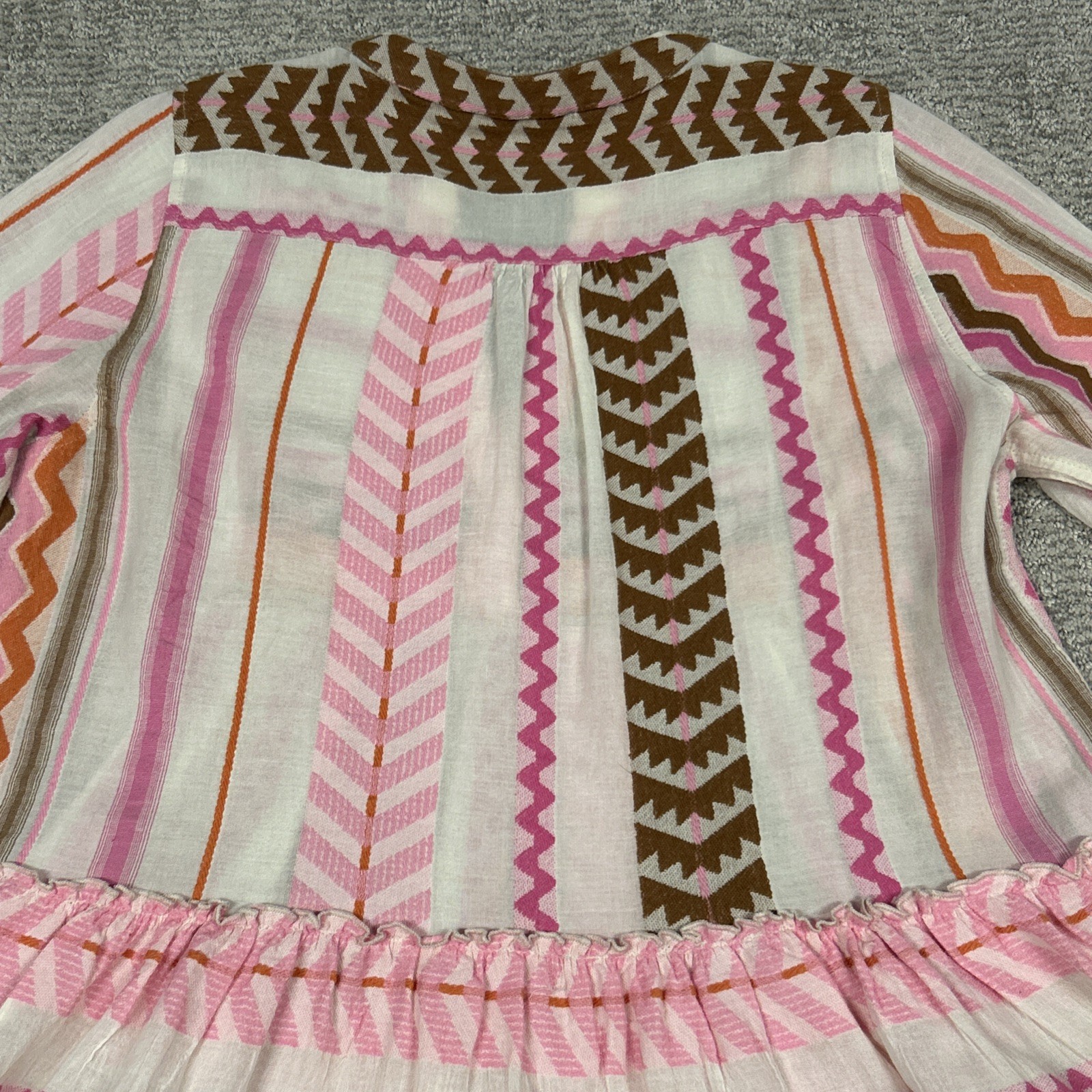 Devotion Twins Ella Dress Womens Small Pink Orange Brown Tiered Oversized Boho