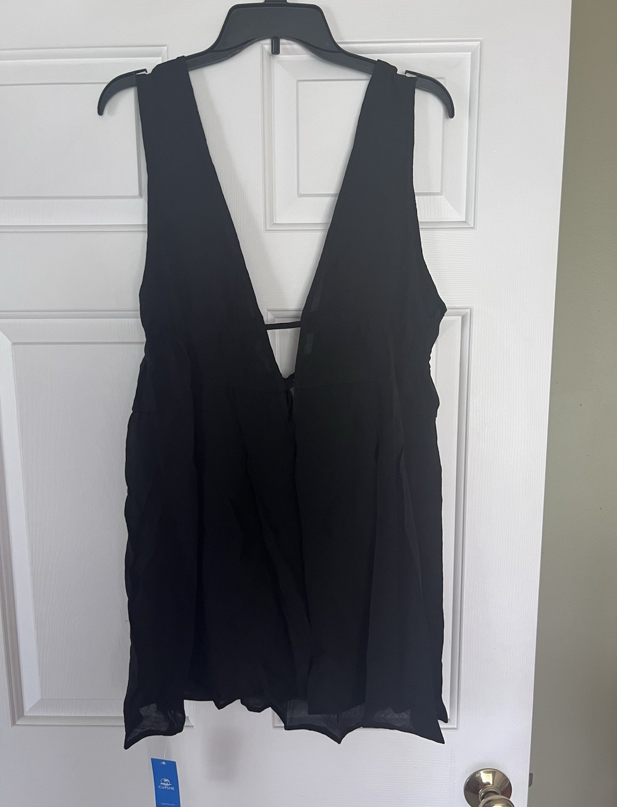 Cupshe Women’s Black Sleeveless V-Neck Backless Cover-Up Dress Tie Pullover M