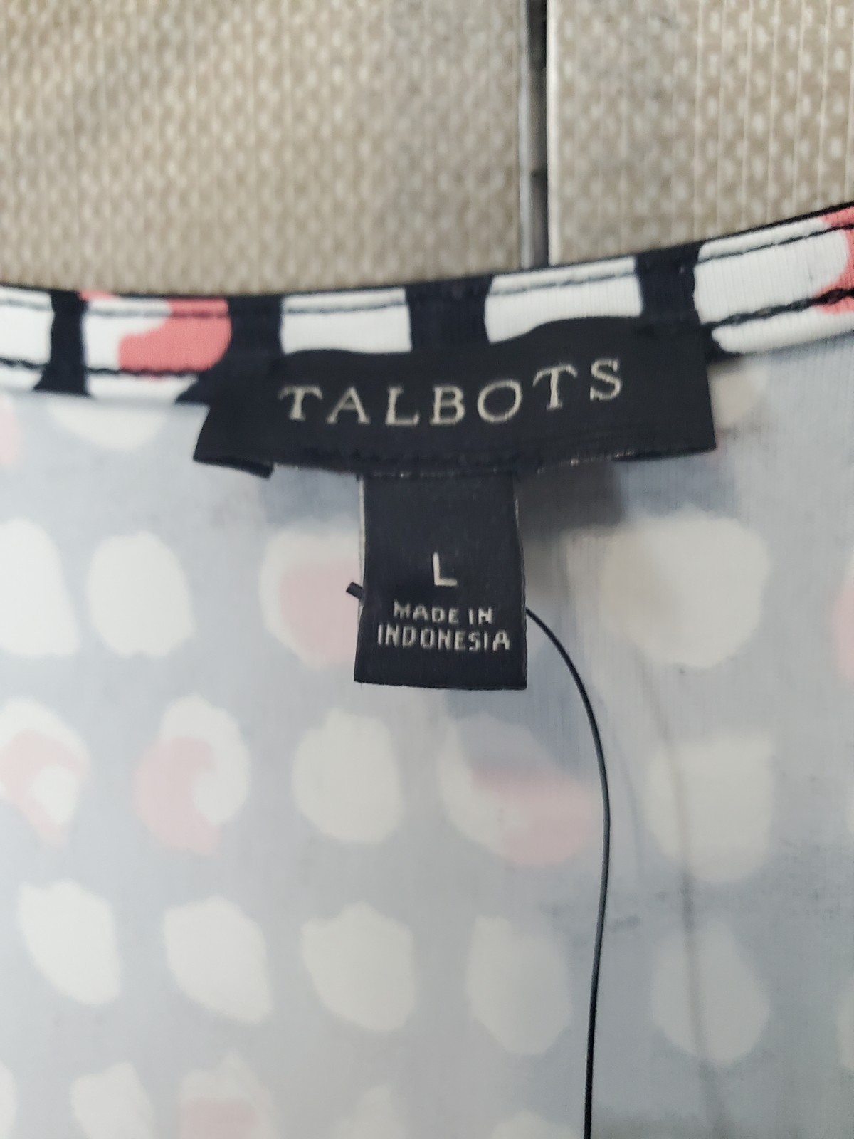 TALBOTS Smooth Stretch Scuba Knit Geometric Dots Faux Wrap Dress Size Large NWT