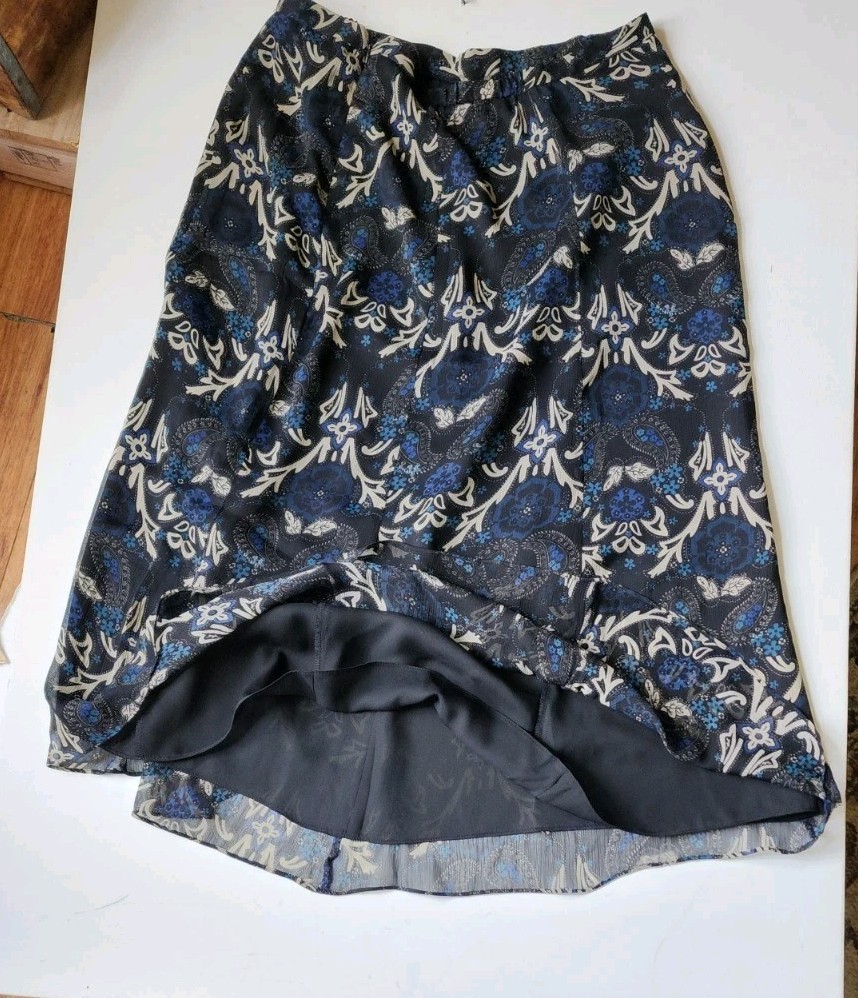 Danny Nicole 2 Pc Dress Set Blue Paisley Sheer Midi Skirt Cottagecore Church