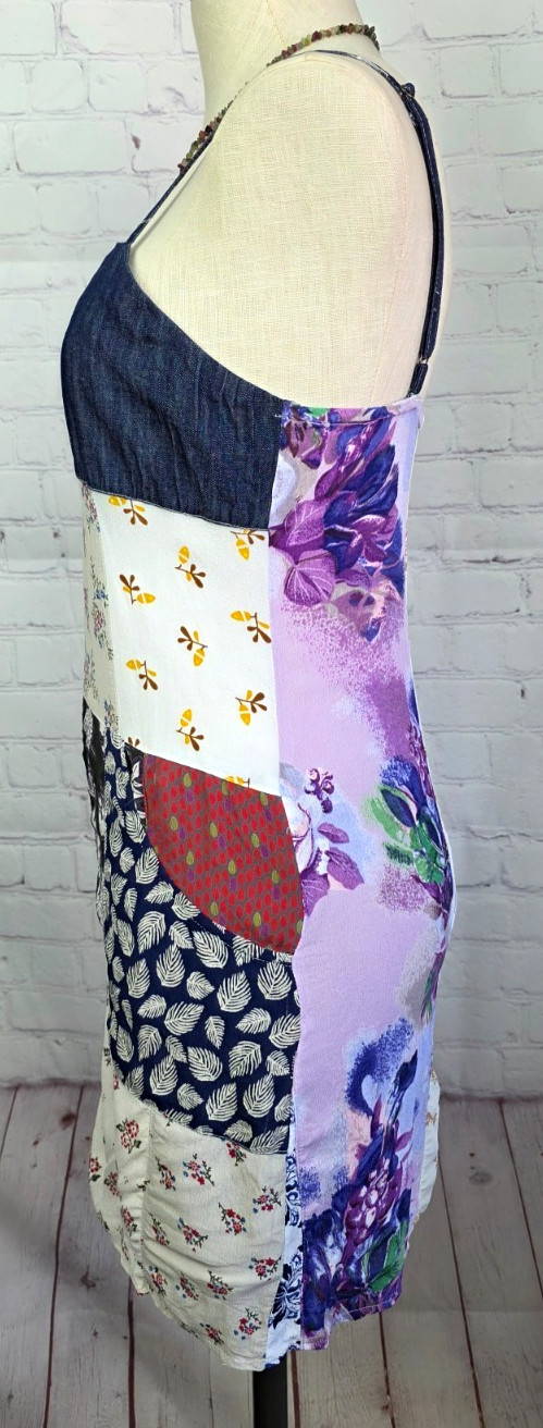 Young Threads Mini Dress Patchwork Floral Pockets Boho Western Festival Hippie L