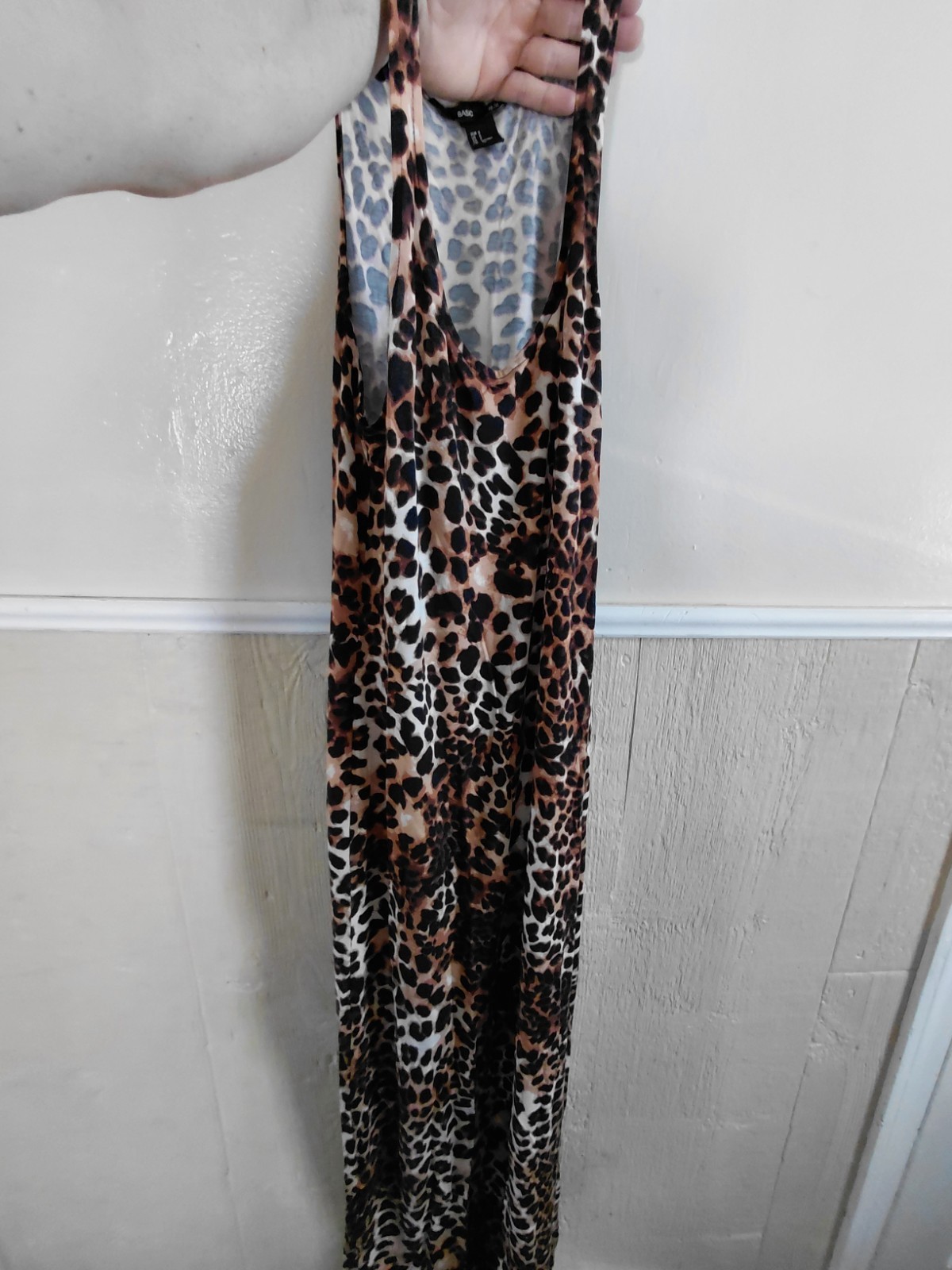 H&M Leopard Animal Print Sleeveless Tank Dress Long Maxi Pullover Round Neck S
