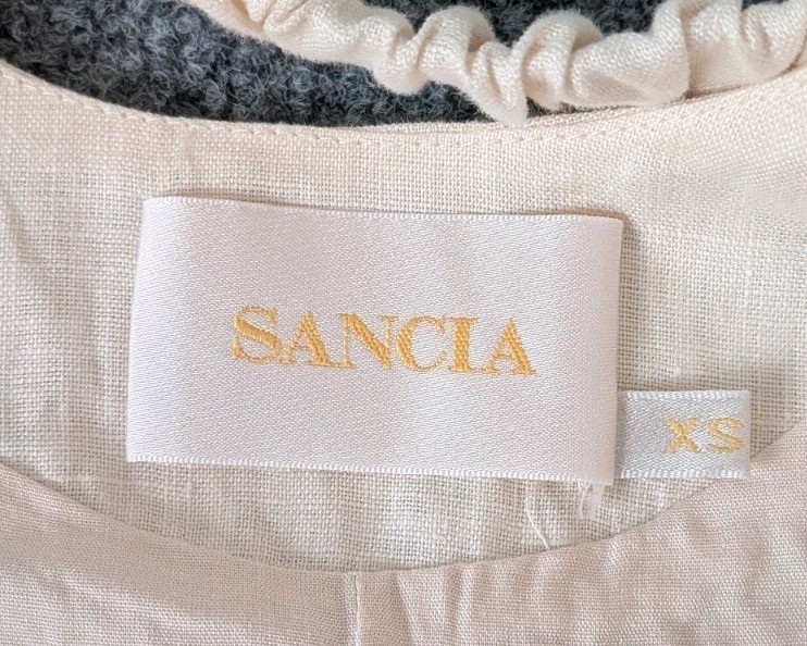 Sancia Midi Dress Linen Button Front Sibella Sleeveless Size XS Light Peach