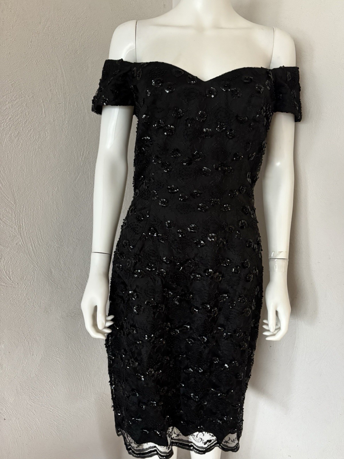 Vintage Louis A Nevins for Jane Singer Black Lace Sheath Dress Size 10