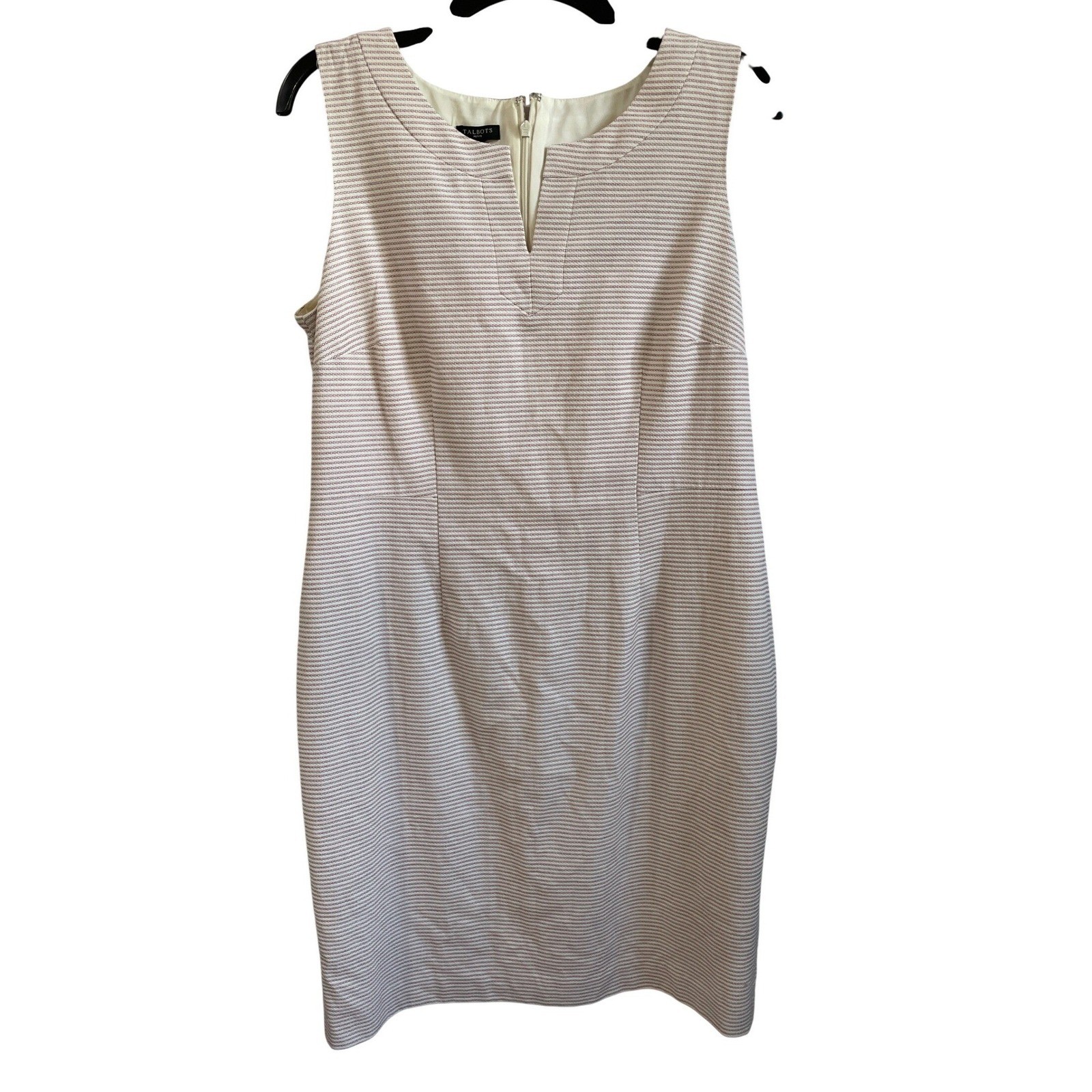 Talbots Biscay Fresh Stripe 12P Sleeveless Sheath Dress Textured Nautical NEW