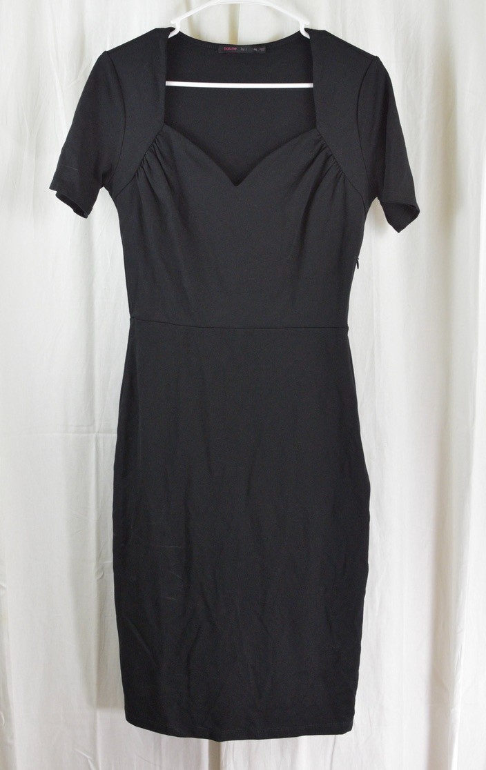Fraiche By J Women’s Short Sleeve Sweetheart Pencil Dress Black Size Medium