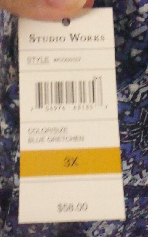 NWT ELEGANT STUDIO WORKS SZ 3X BLUE GRETCHEN DRESS