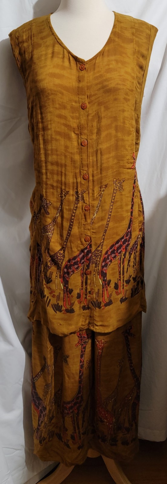 BLACK MAGIC BOHO STYLE 2 PC WOMEN XL TOP /MATCHING SKIRT/BROWN & PRETTY GIRAFFES